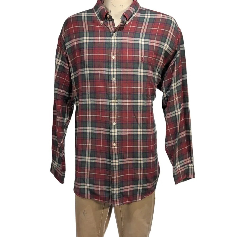 VTG Polo Ralph Lauren Blake Flannel Plaid Cotton Button Down Shirt Sz 2XL EUC